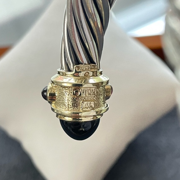 David Yurman 10mm Renaissance Cable Cuff with Black Onyx-Small - Picture 3 of 10